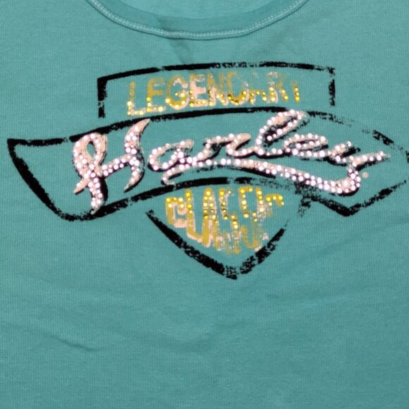 Harley-Davidson Aqua Blue Embellished Racer Tank – Size Large - Picture 2 of 7